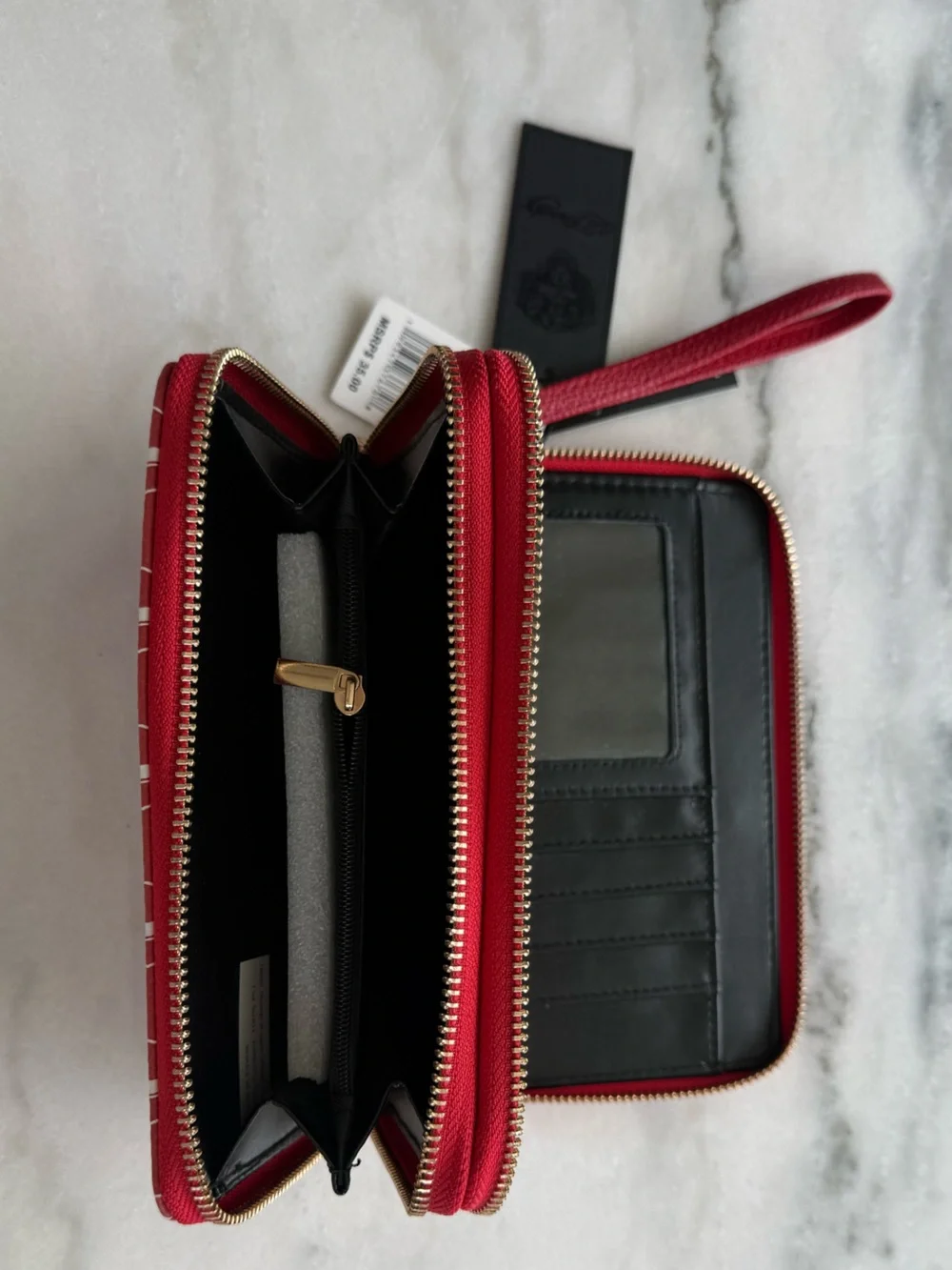 Ed Hardy NWT Tiger Tattoo Zip Around Wristlet Wallet Red Vegan Leather Y2K